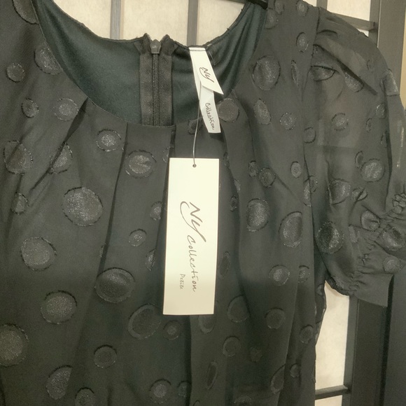 NWT NY COLLECTION Petite Short Sleeve Belted Swiss Dot Dress. Size PL - Picture 2 of 4